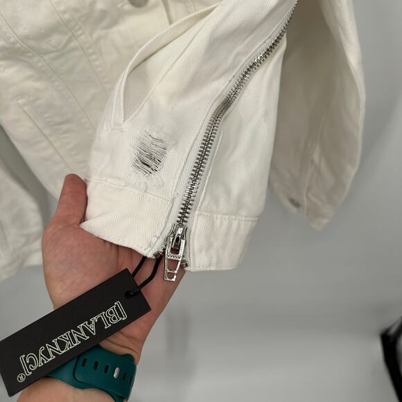 BLANKNYC NWT Evereve Lightbox White Distressed Denim Jacket // S - Picture 10 of 13